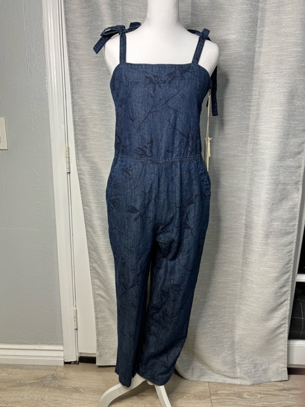 Publish Dark Blue Denim Tie-Shoulder Overalls